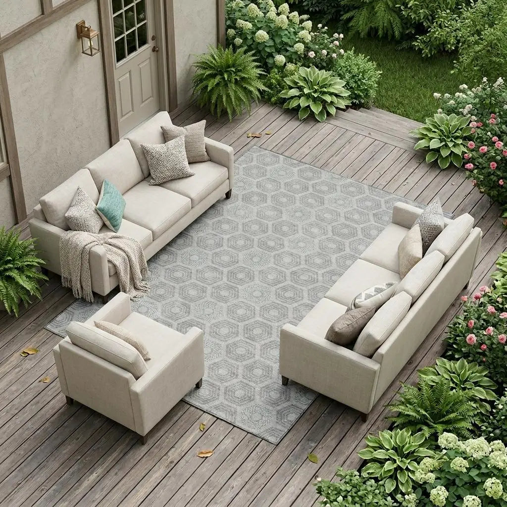 10' X 14' Silver And Granite Gray Geometric Washable Indoor Outdoor Area Rug Homeroots Outdoor