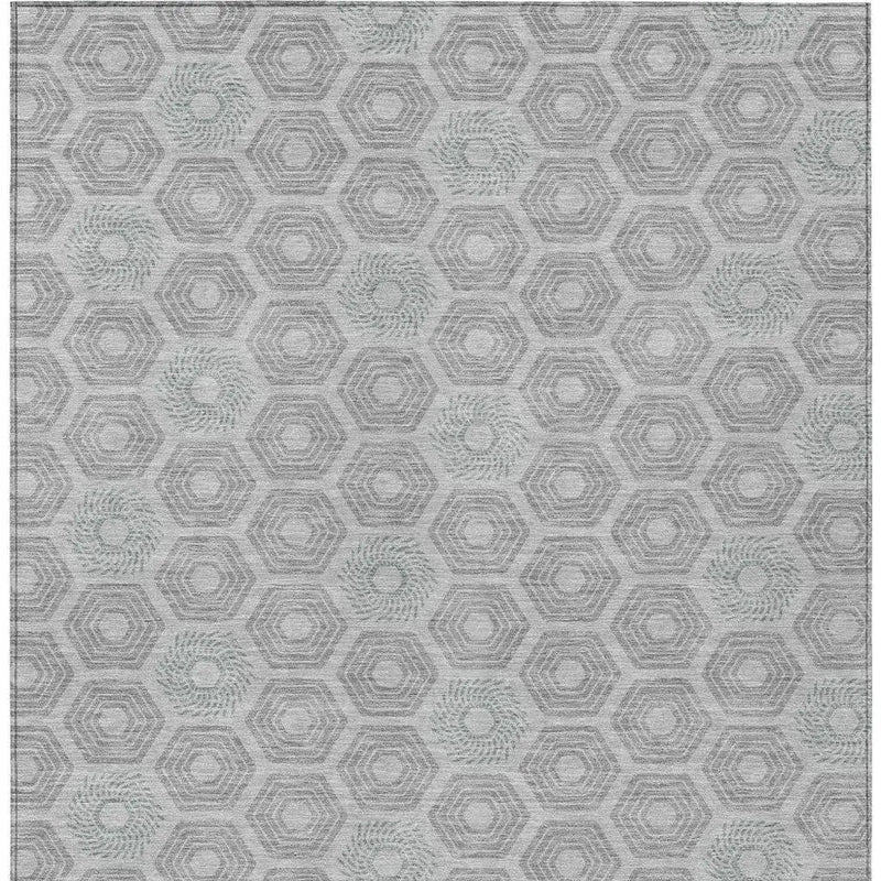 10' X 14' Silver And Granite Gray Geometric Washable Indoor Outdoor Area Rug Homeroots Outdoor