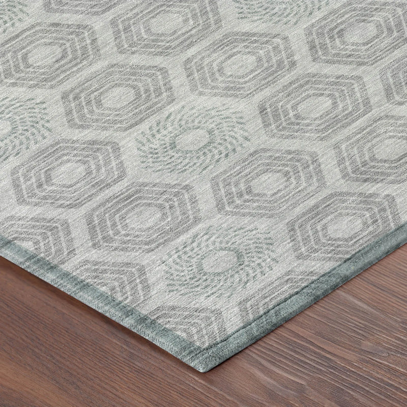 10' X 14' Silver And Granite Gray Geometric Washable Indoor Outdoor Area Rug Homeroots Outdoor