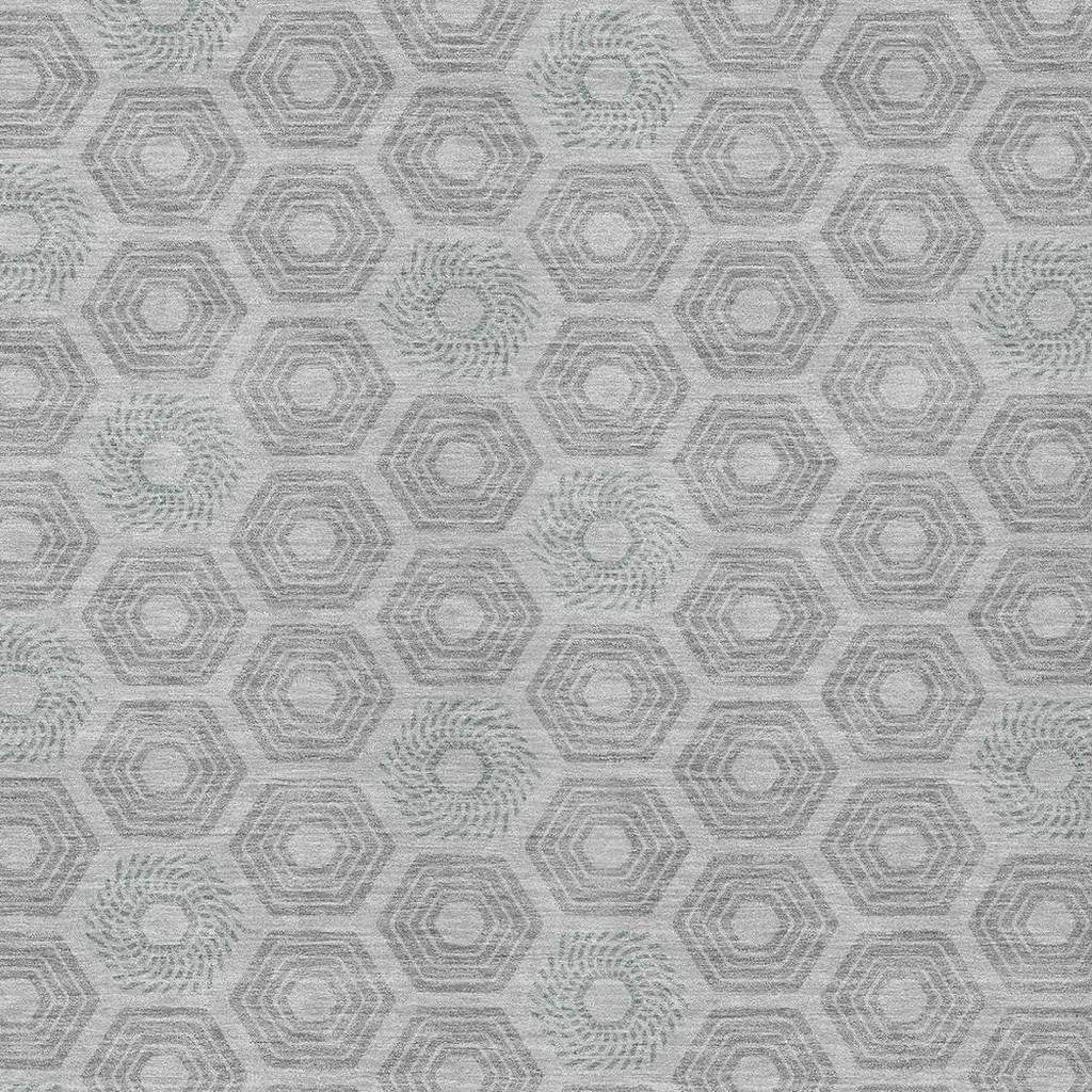 10' X 14' Silver And Granite Gray Geometric Washable Indoor Outdoor Area Rug Homeroots Outdoor