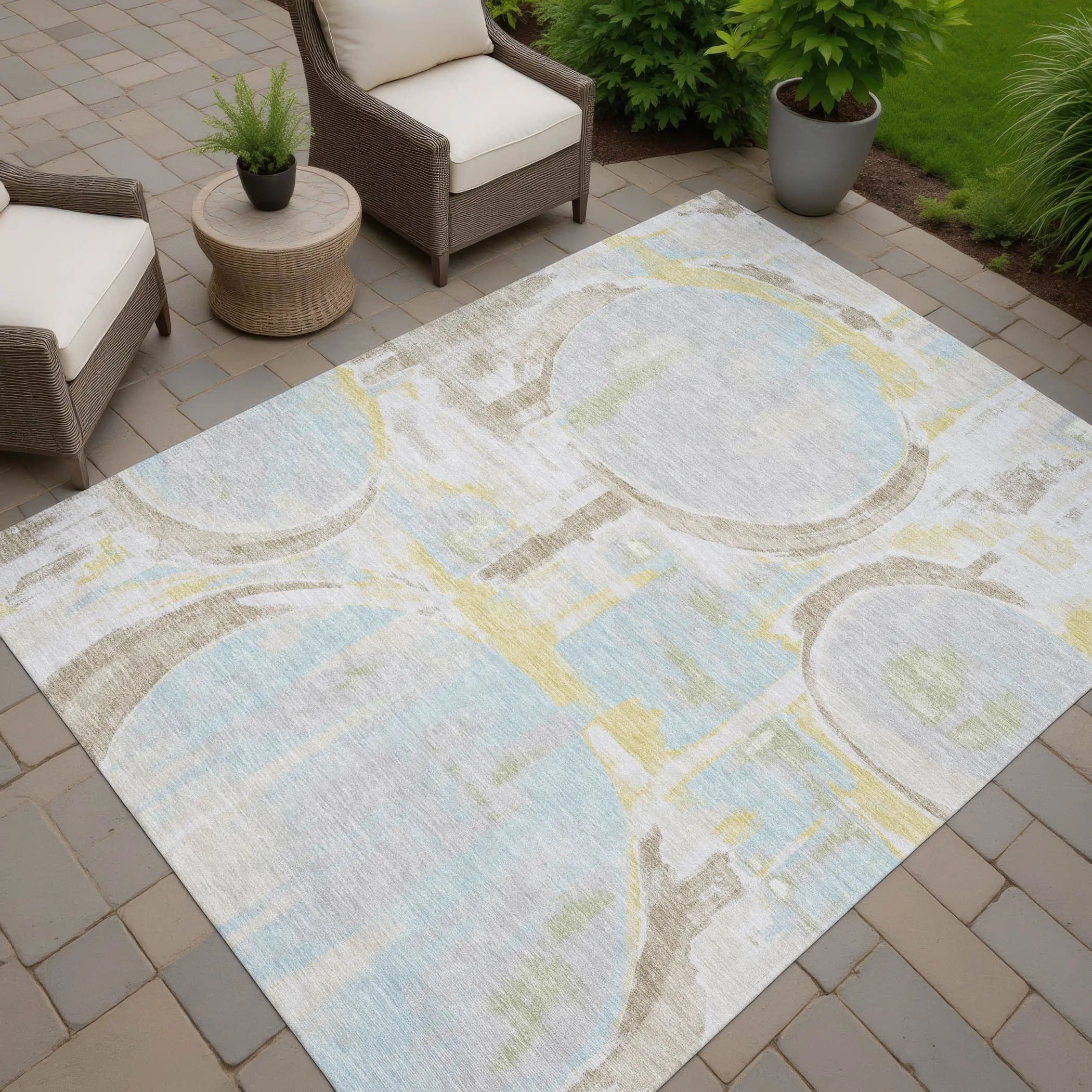 10' X 14' Silver And Gray Abstract Washable Indoor Outdoor Area Rug Homeroots Outdoor