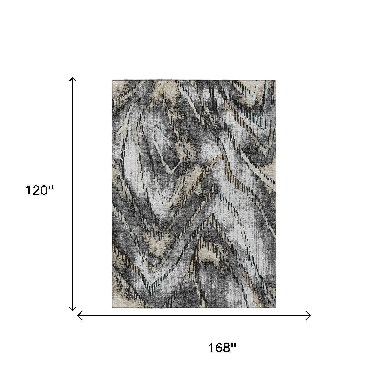10' X 14' Silver And Gray Abstract Washable Indoor Outdoor Area Rug Homeroots Outdoor