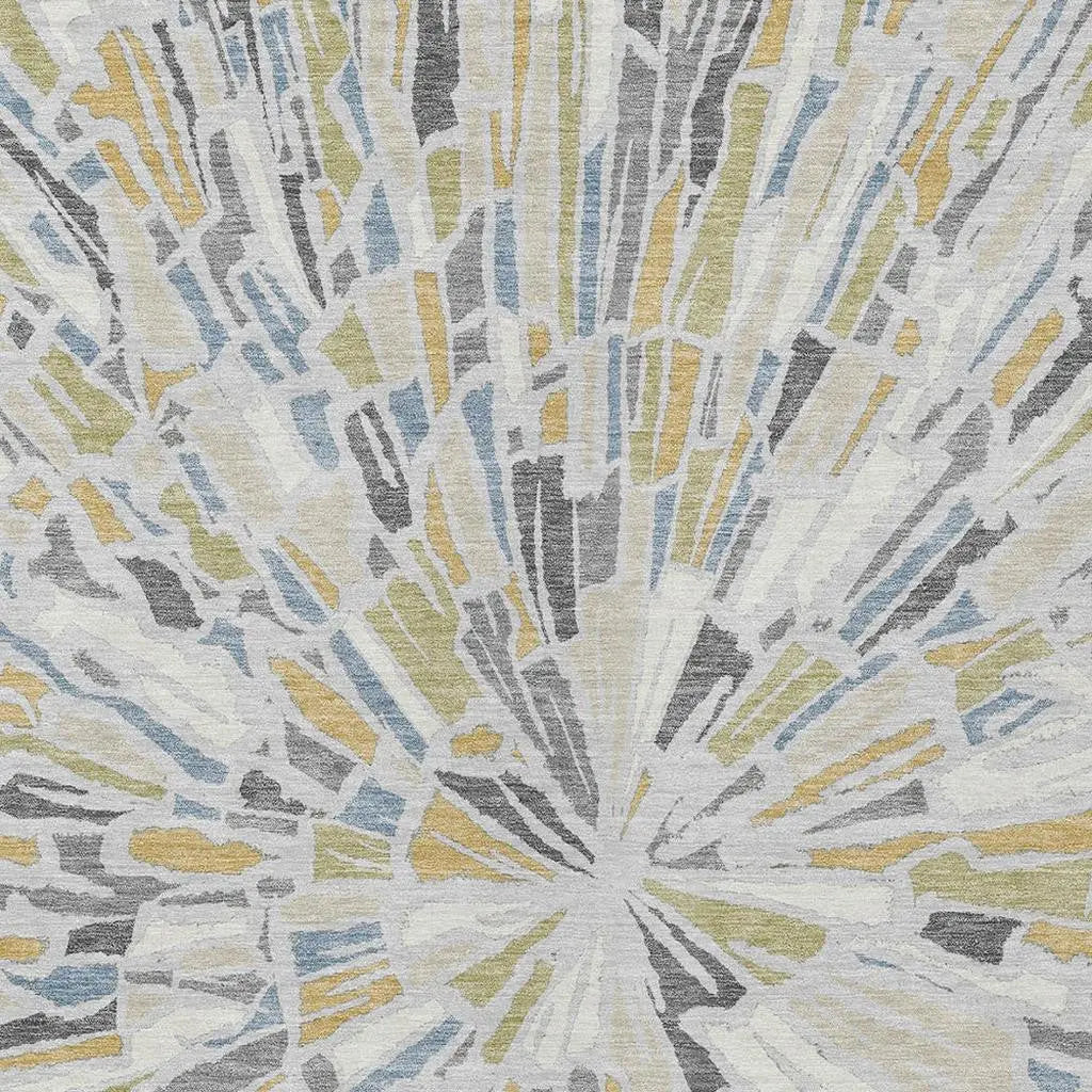 10' X 14' Silver And Gray Abstract Washable Indoor Outdoor Area Rug Homeroots Outdoor