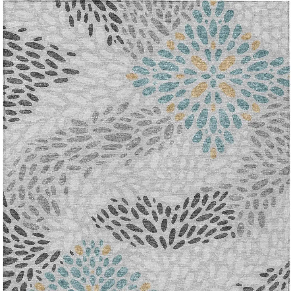 10' X 14' Silver And Gray Abstract Washable Indoor Outdoor Area Rug Homeroots Outdoor