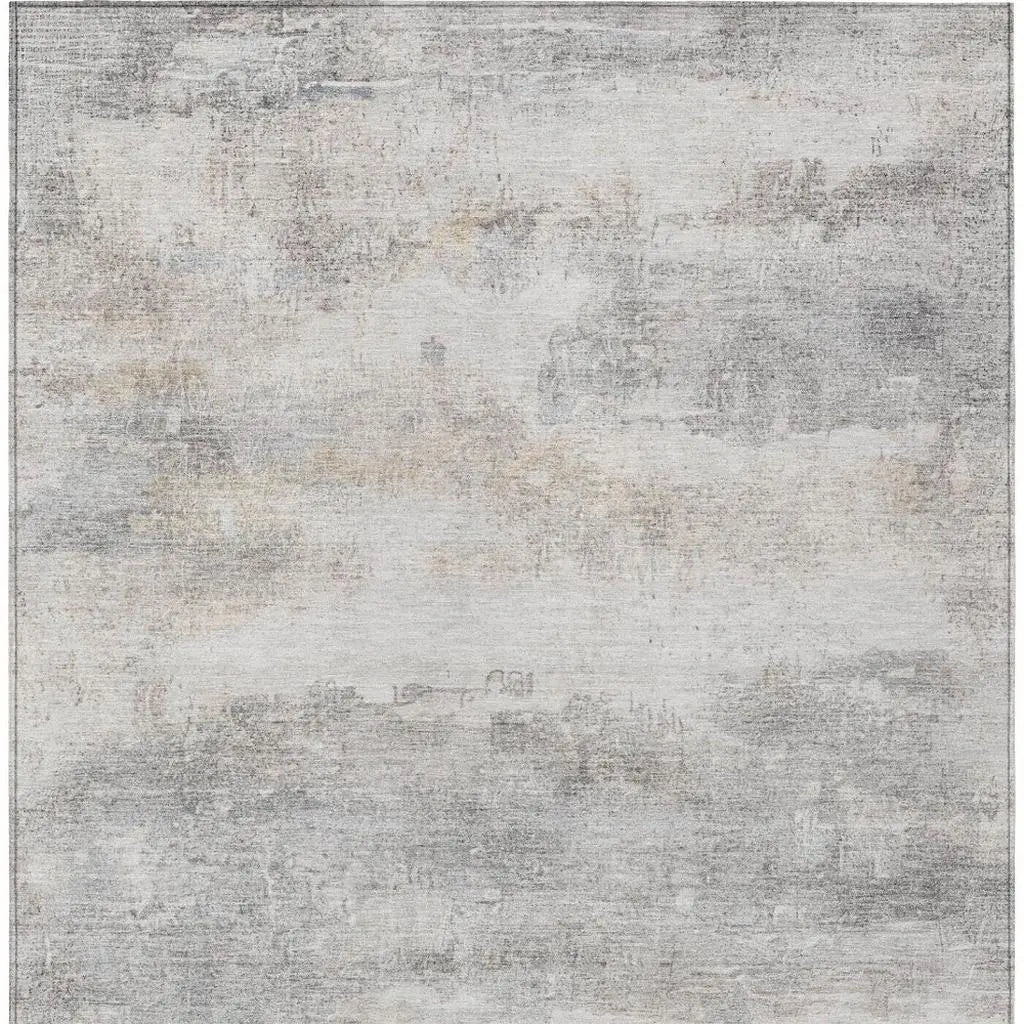10' X 14' Silver And Gray Abstract Washable Indoor Outdoor Area Rug Homeroots Outdoor