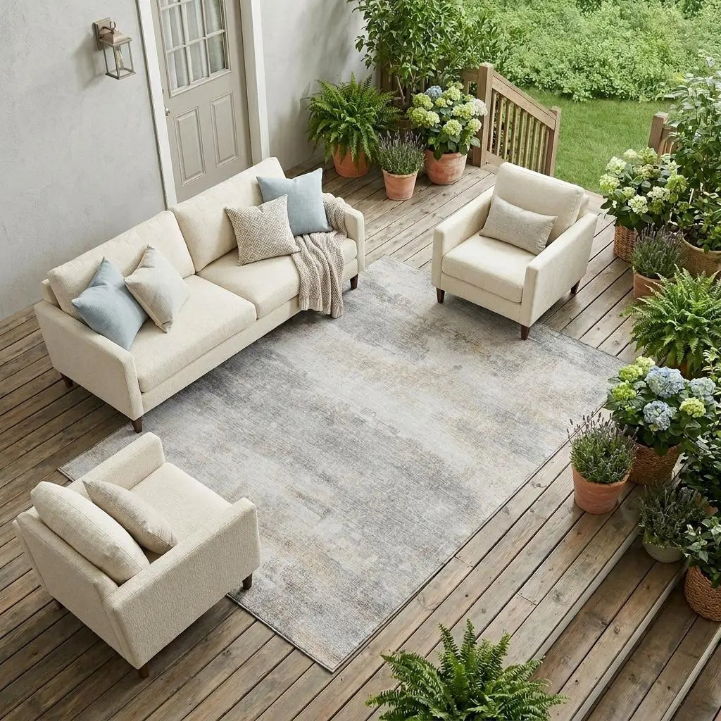 10' X 14' Silver And Gray Abstract Washable Indoor Outdoor Area Rug Homeroots Outdoor