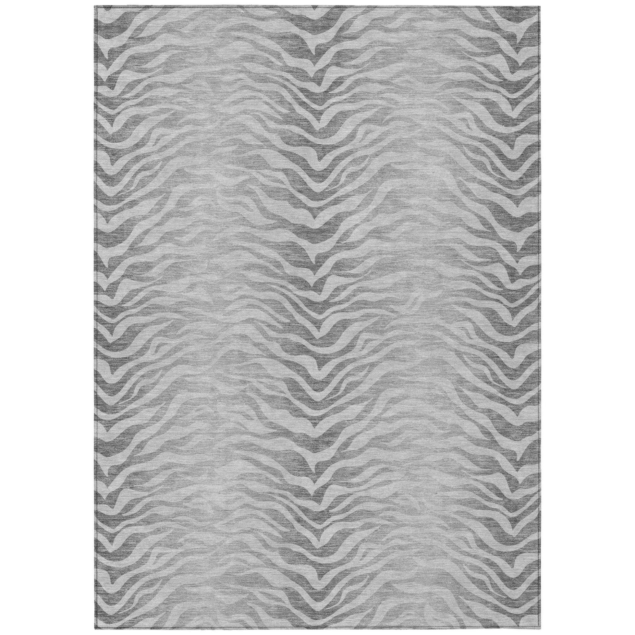 10' X 14' Silver And Gray Animal Print Washable Indoor Outdoor Area Rug Homeroots Outdoor