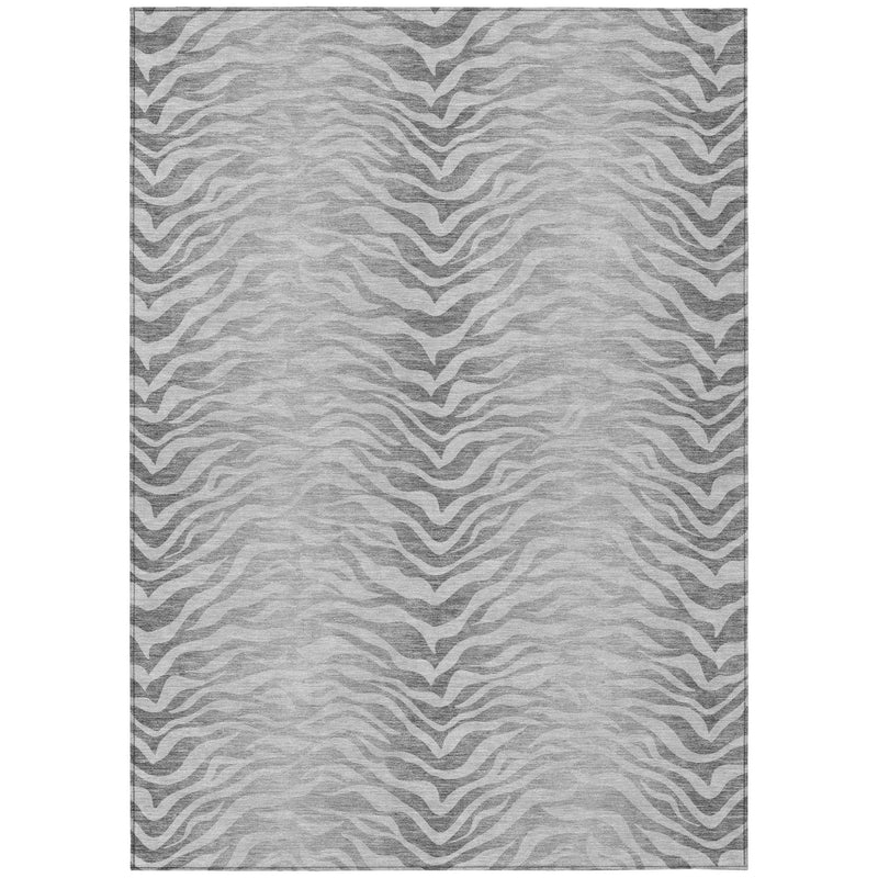 10' X 14' Silver And Gray Animal Print Washable Indoor Outdoor Area Rug Homeroots Outdoor