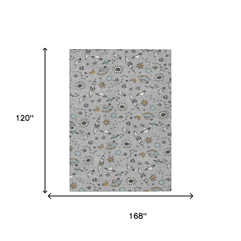 10' X 14' Silver And Gray Animal Print Washable Indoor Outdoor Area Rug Homeroots Outdoor