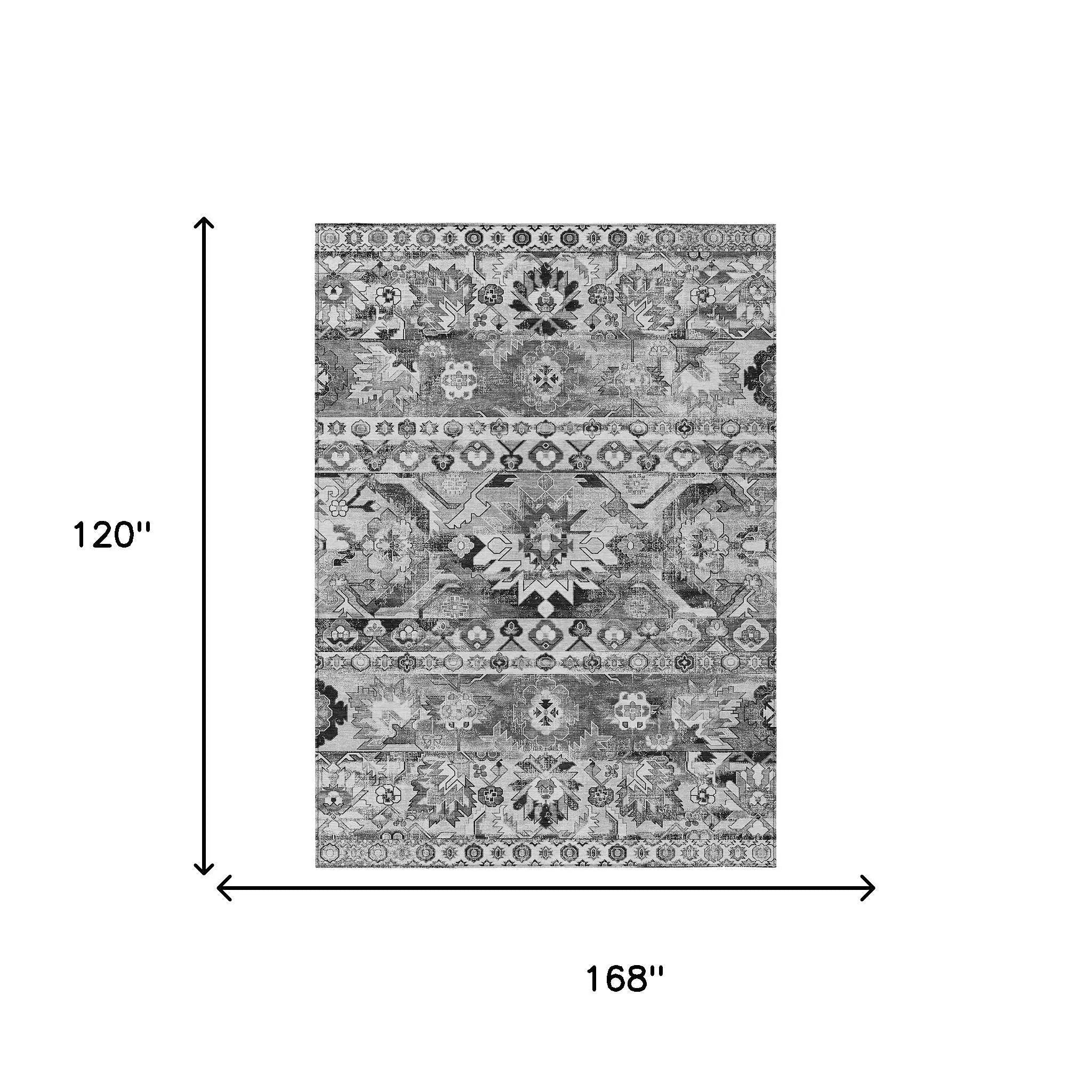 10' X 14' Silver And Gray Cactus Washable Indoor Outdoor Area Rug Homeroots Outdoor