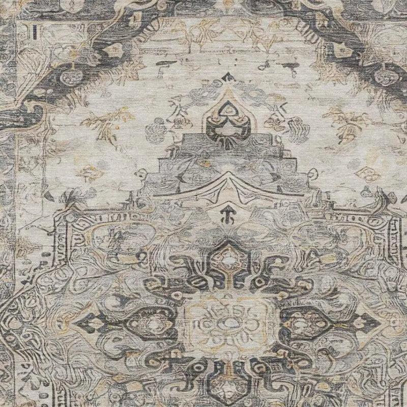 10' X 14' Silver And Gray Floral Medallion Washable Indoor Outdoor Area Rug Homeroots Outdoor