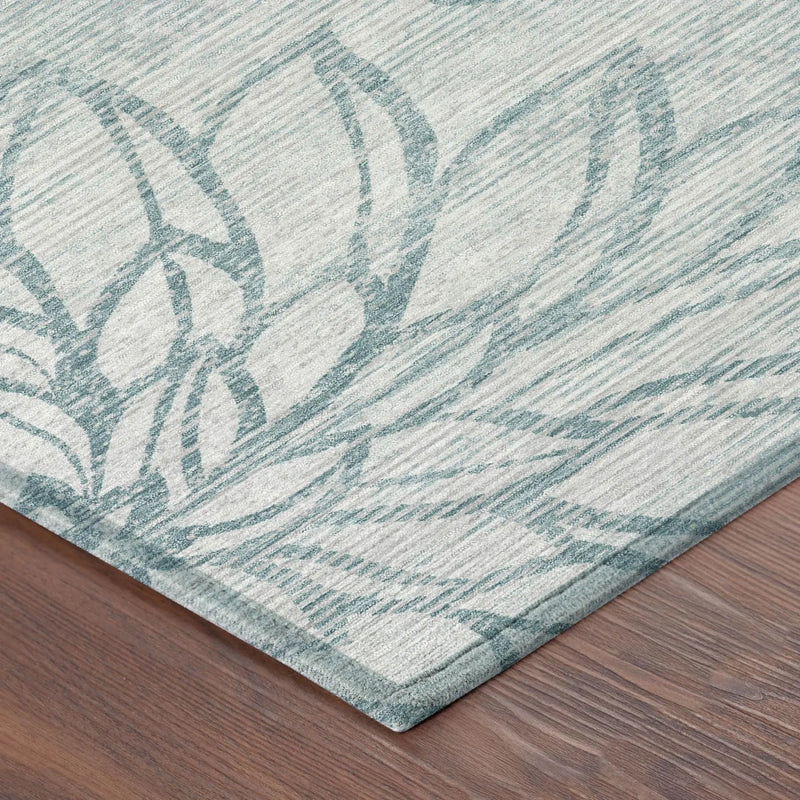 10' X 14' Silver And Gray Floral Washable Indoor Outdoor Area Rug Homeroots Outdoor