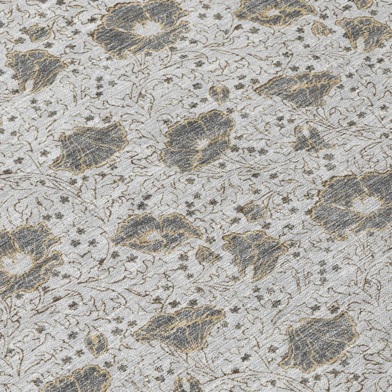10' X 14' Silver And Gray Floral Washable Indoor Outdoor Area Rug Homeroots Outdoor