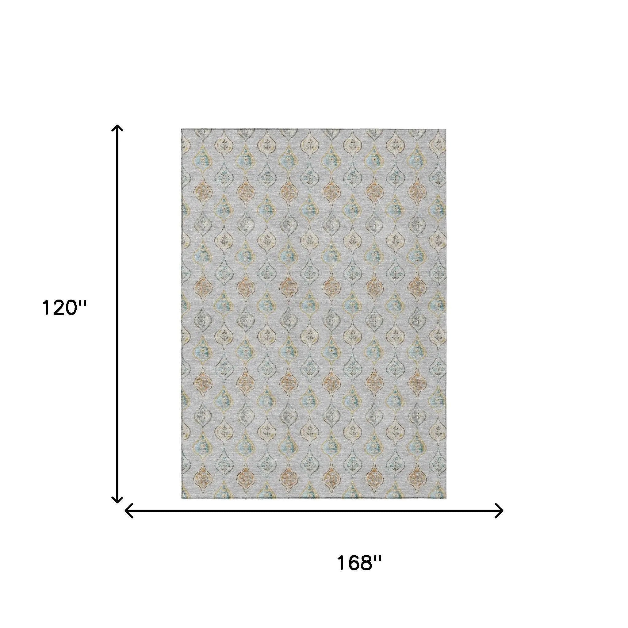 10' X 14' Silver And Gray Floral Washable Indoor Outdoor Area Rug Homeroots Outdoor