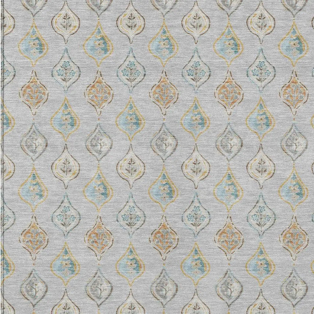10' X 14' Silver And Gray Floral Washable Indoor Outdoor Area Rug Homeroots Outdoor