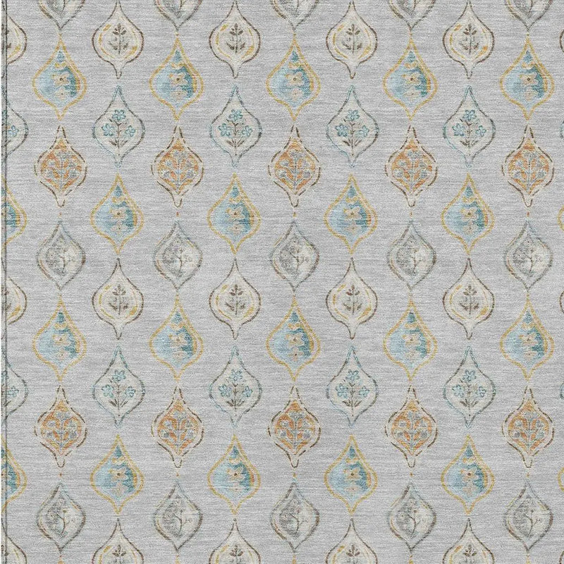 10' X 14' Silver And Gray Floral Washable Indoor Outdoor Area Rug Homeroots Outdoor
