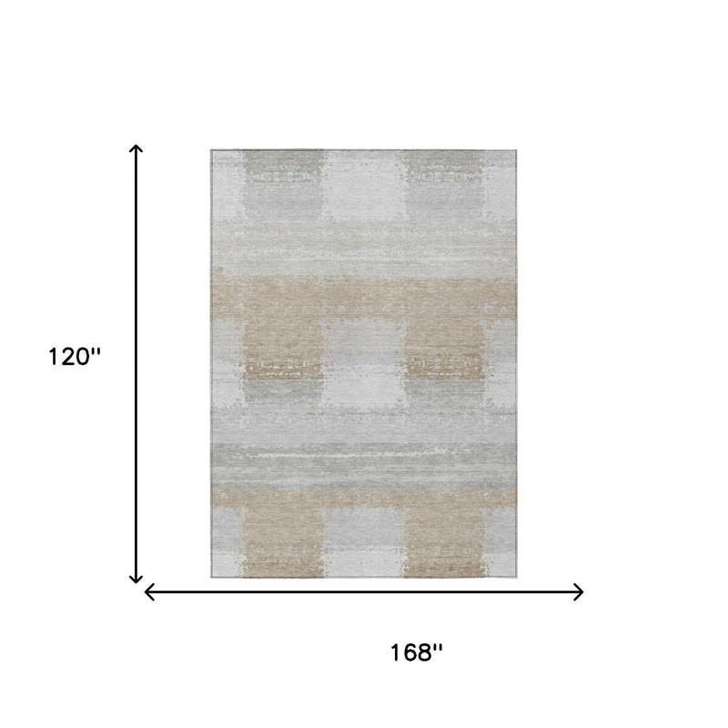 10' X 14' Silver And Gray Geometric Washable Indoor Outdoor Area Rug Homeroots Outdoor