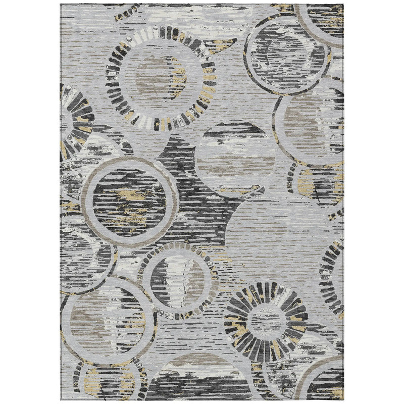 10' X 14' Silver And Gray Geometric Washable Indoor Outdoor Area Rug Homeroots Outdoor