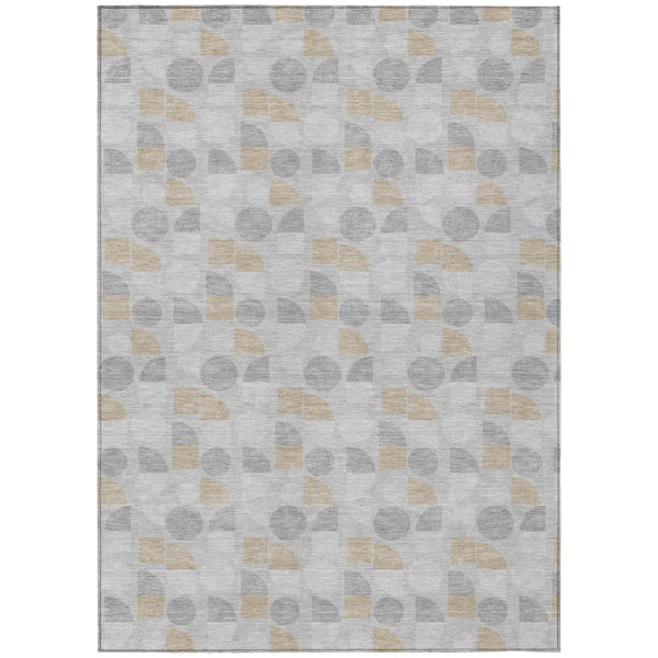 10' X 14' Silver And Gray Geometric Washable Indoor Outdoor Area Rug Homeroots Outdoor