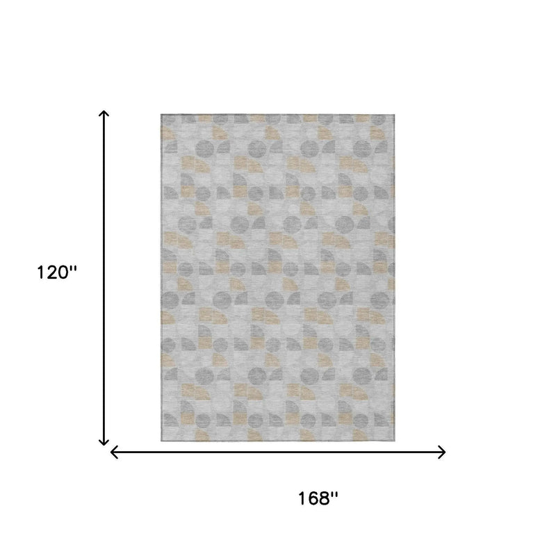 10' X 14' Silver And Gray Geometric Washable Indoor Outdoor Area Rug Homeroots Outdoor
