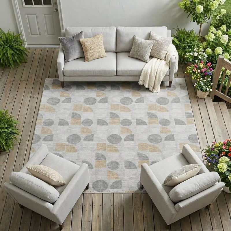 10' X 14' Silver And Gray Geometric Washable Indoor Outdoor Area Rug Homeroots Outdoor