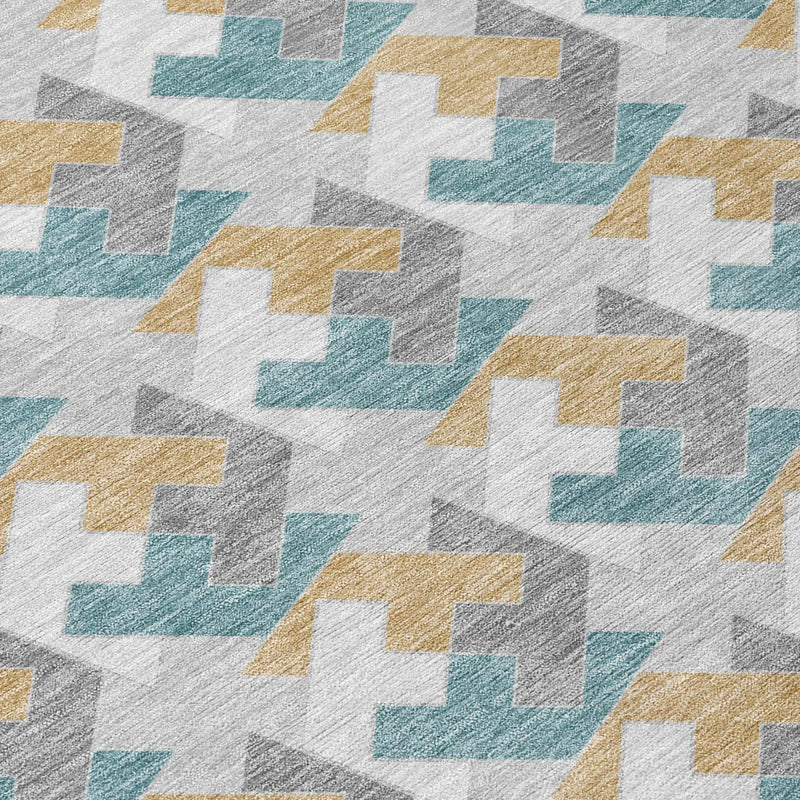 10' X 14' Silver And Gray Geometric Washable Indoor Outdoor Area Rug Homeroots Outdoor