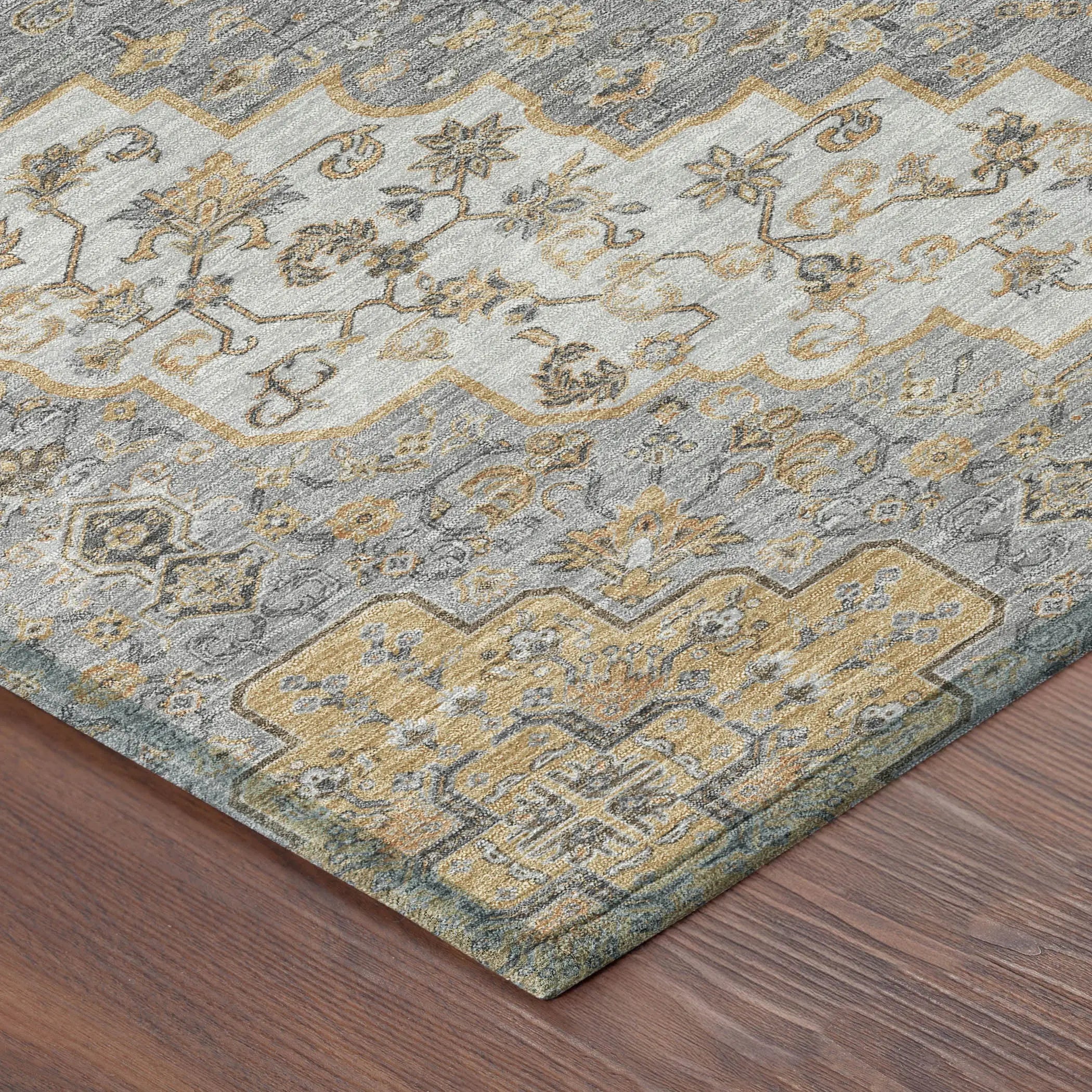 10' X 14' Silver And Gray Medallion Washable Indoor Outdoor Area Rug Homeroots Outdoor