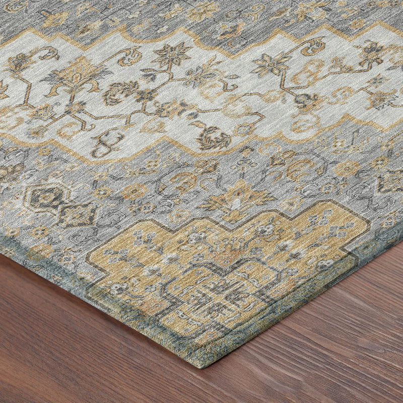 10' X 14' Silver And Gray Medallion Washable Indoor Outdoor Area Rug Homeroots Outdoor