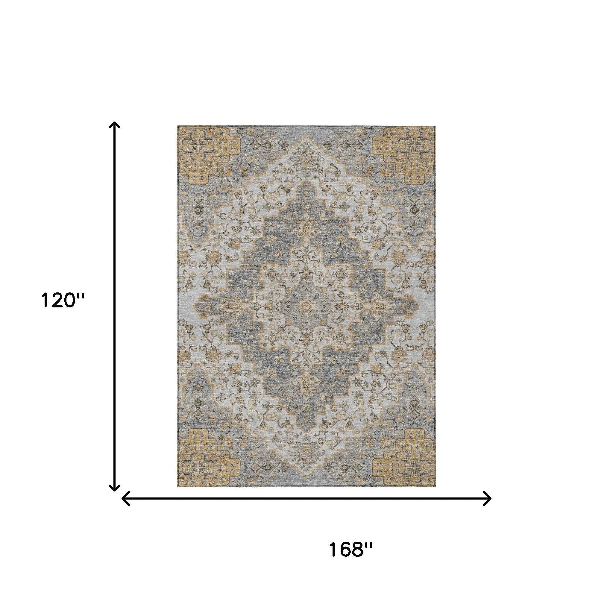 10' X 14' Silver And Gray Medallion Washable Indoor Outdoor Area Rug Homeroots Outdoor