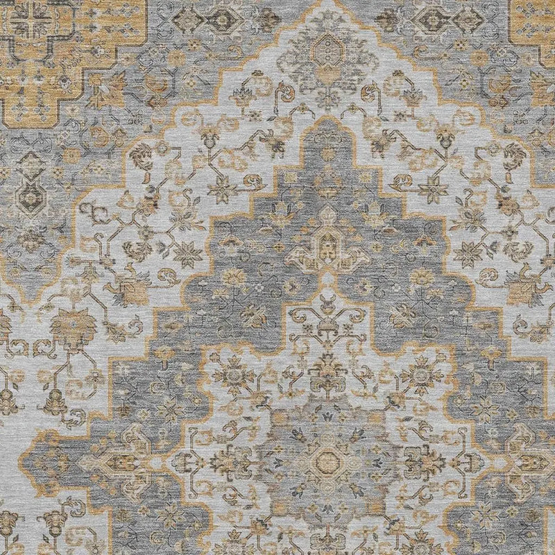10' X 14' Silver And Gray Medallion Washable Indoor Outdoor Area Rug Homeroots Outdoor