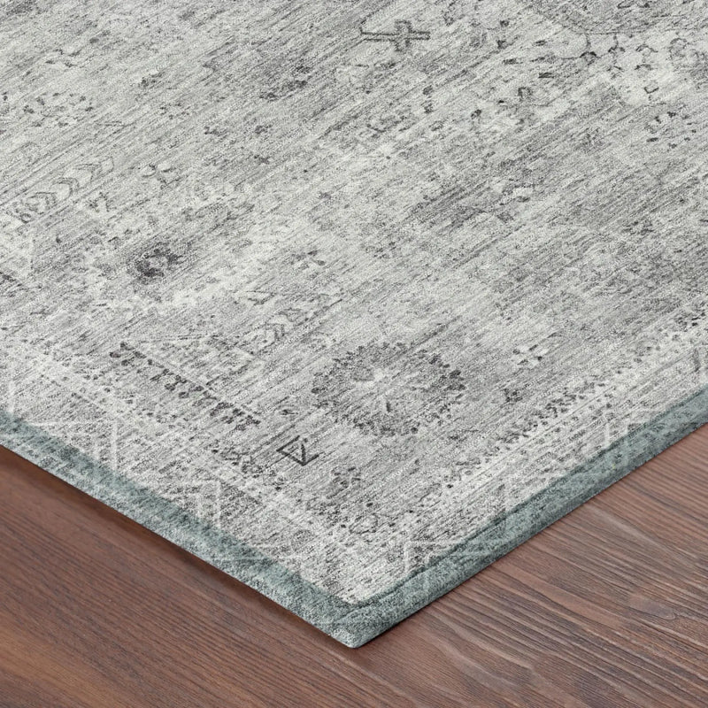10' X 14' Silver And Gray Oriental Washable Indoor Outdoor Area Rug Homeroots Outdoor