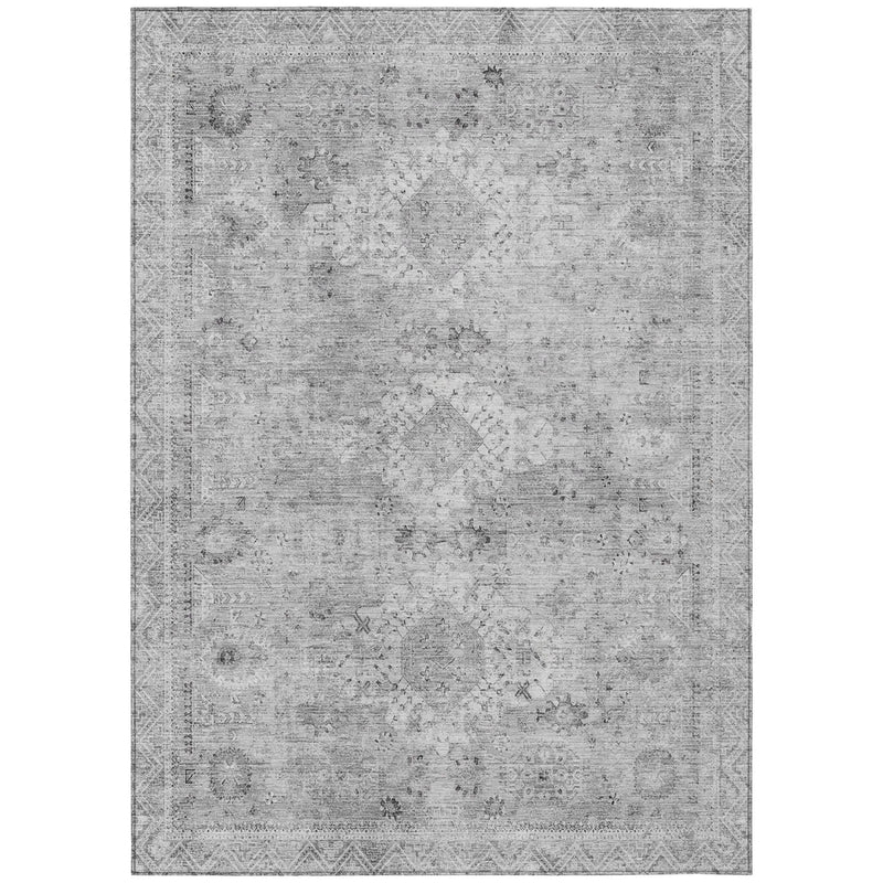 10' X 14' Silver And Gray Oriental Washable Indoor Outdoor Area Rug Homeroots Outdoor