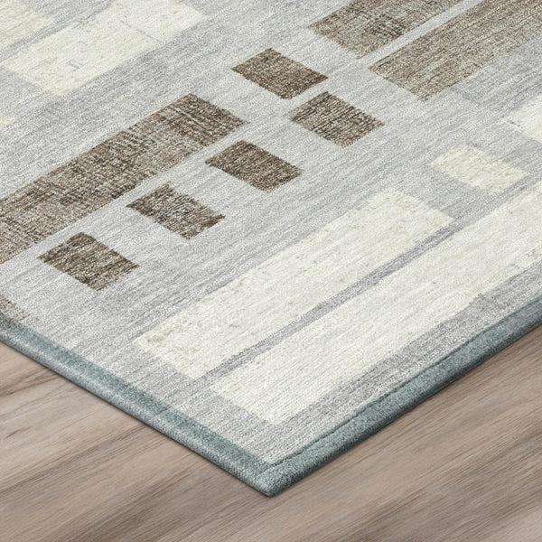 10' X 14' Silver And Gray Striped Washable Indoor Outdoor Area Rug Homeroots Outdoor