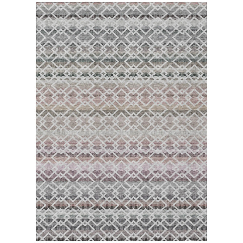 10' X 14' Silver And Gray Striped Washable Indoor Outdoor Area Rug Homeroots Outdoor