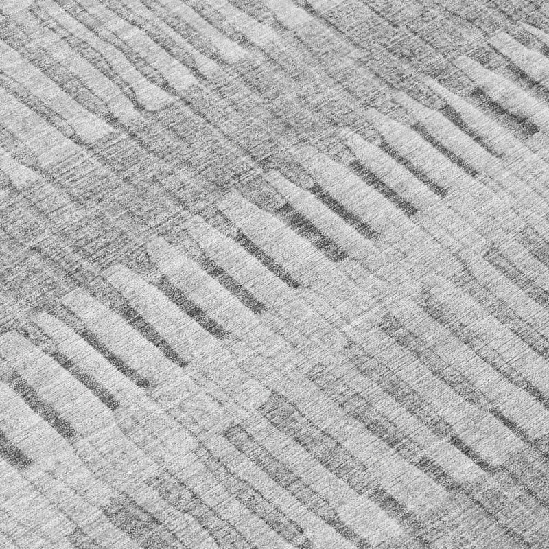 10' X 14' Silver And Gray Striped Washable Indoor Outdoor Area Rug Homeroots Outdoor
