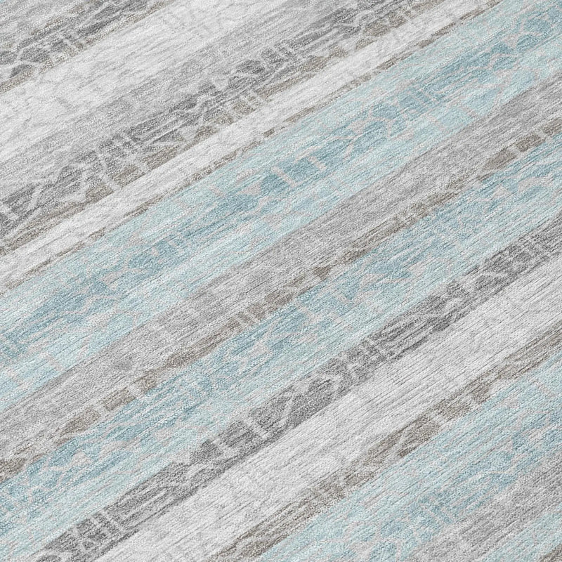 10' X 14' Silver And Gray Striped Washable Indoor Outdoor Area Rug Homeroots Outdoor