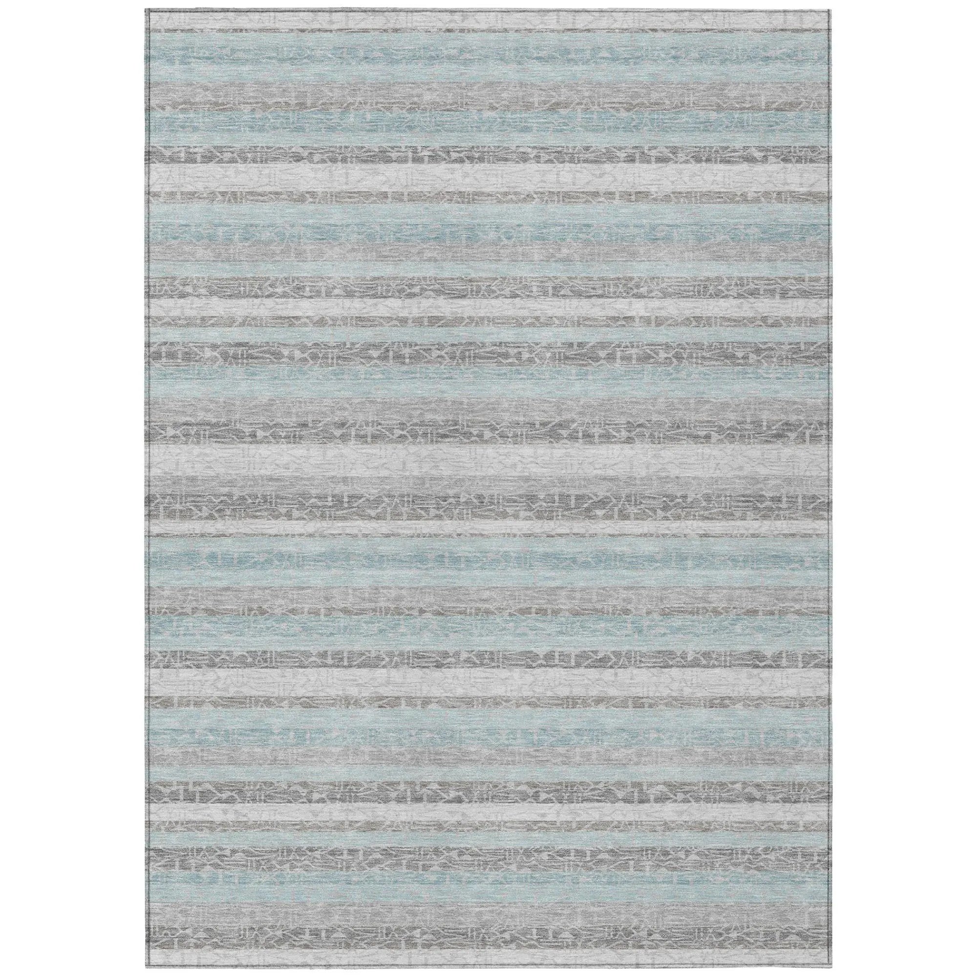 10' X 14' Silver And Gray Striped Washable Indoor Outdoor Area Rug Homeroots Outdoor