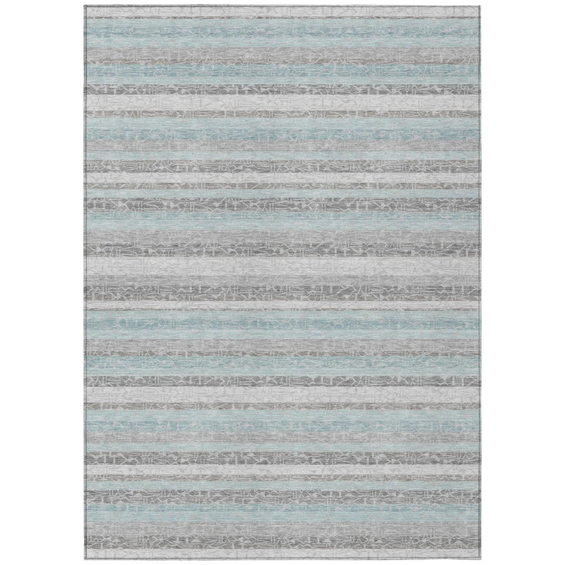 10' X 14' Silver And Gray Striped Washable Indoor Outdoor Area Rug Homeroots Outdoor
