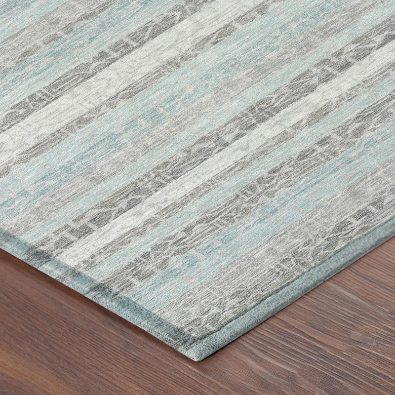 10' X 14' Silver And Gray Striped Washable Indoor Outdoor Area Rug Homeroots Outdoor
