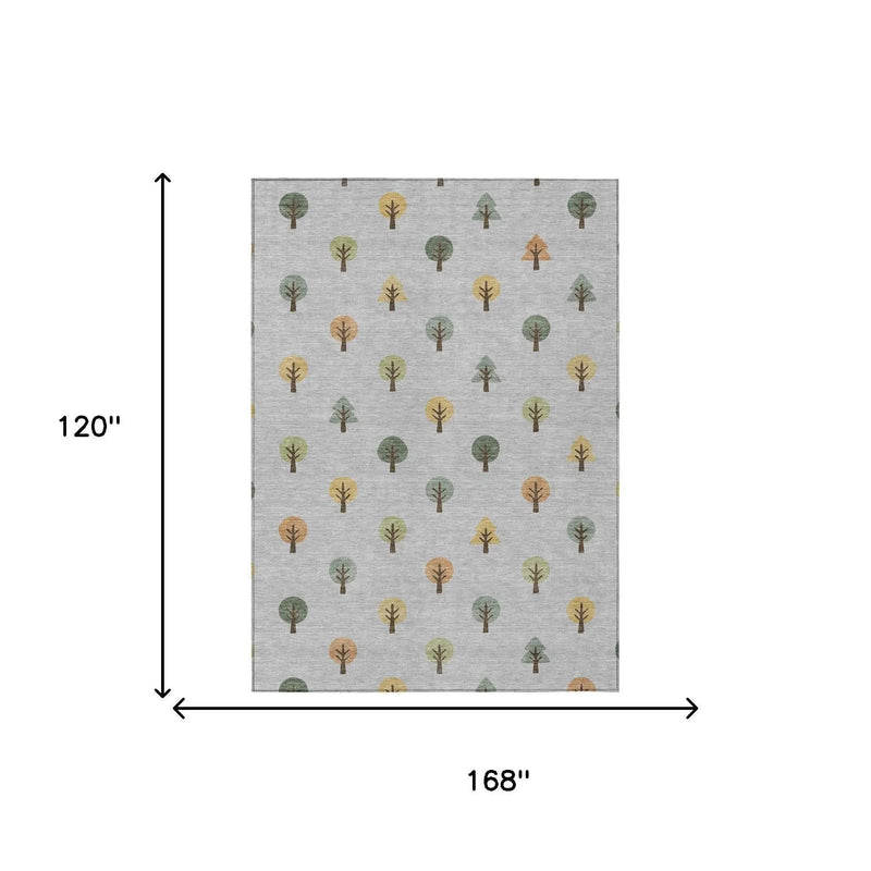 10' X 14' Silver And Green Geometric Washable Indoor Outdoor Area Rug Homeroots Outdoor