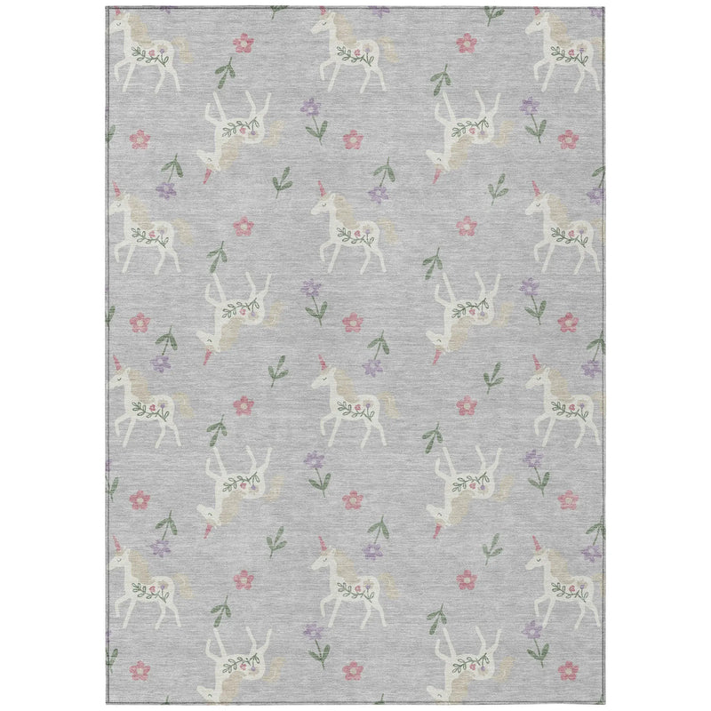 10' X 14' Silver And Ivory Floral Washable Indoor Outdoor Area Rug Homeroots Outdoor