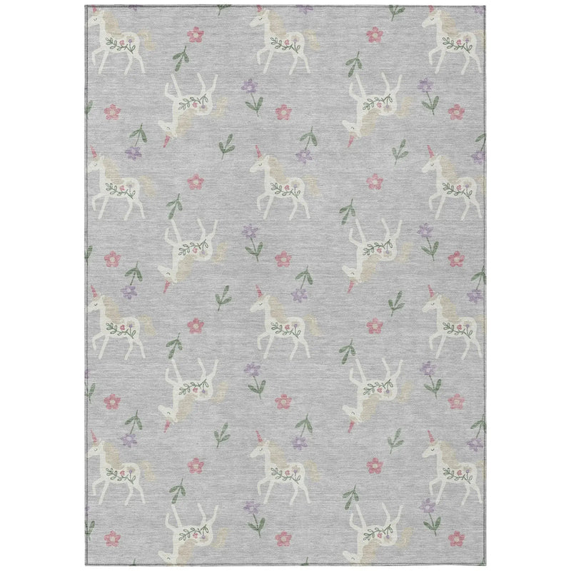 10' X 14' Silver And Ivory Floral Washable Indoor Outdoor Area Rug Homeroots Outdoor