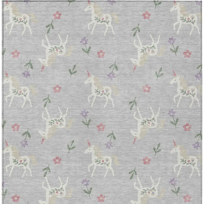 10' X 14' Silver And Ivory Floral Washable Indoor Outdoor Area Rug Homeroots Outdoor