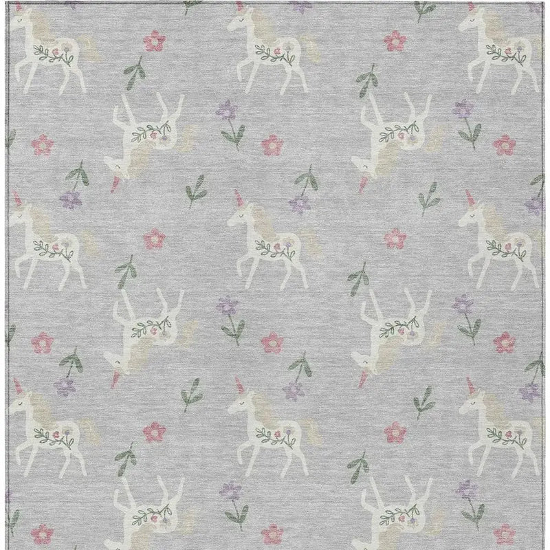 10' X 14' Silver And Ivory Floral Washable Indoor Outdoor Area Rug Homeroots Outdoor