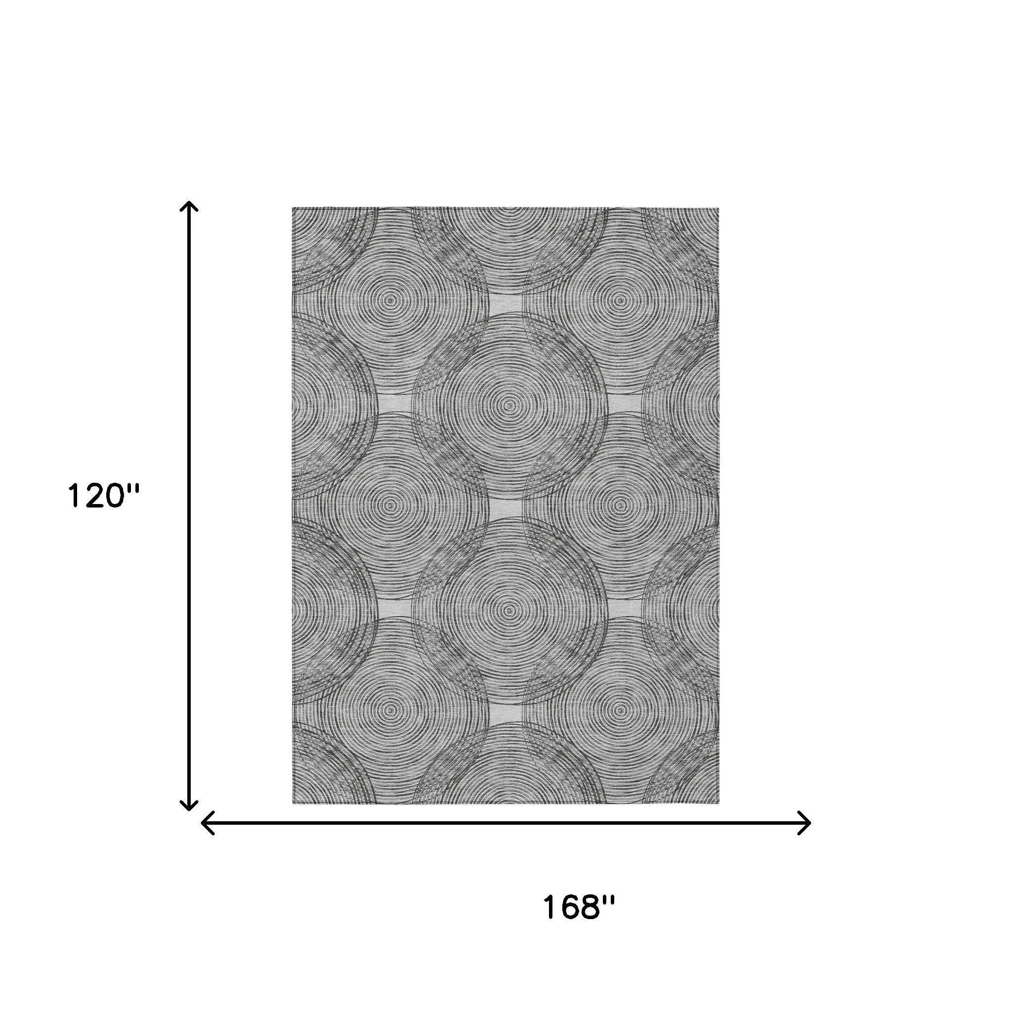 10' X 14' Silver And Ivory Geometric Washable Indoor Outdoor Area Rug Homeroots Outdoor