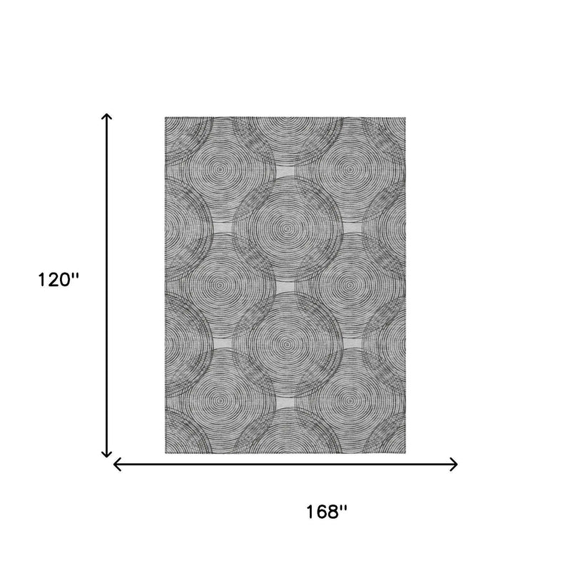 10' X 14' Silver And Ivory Geometric Washable Indoor Outdoor Area Rug Homeroots Outdoor
