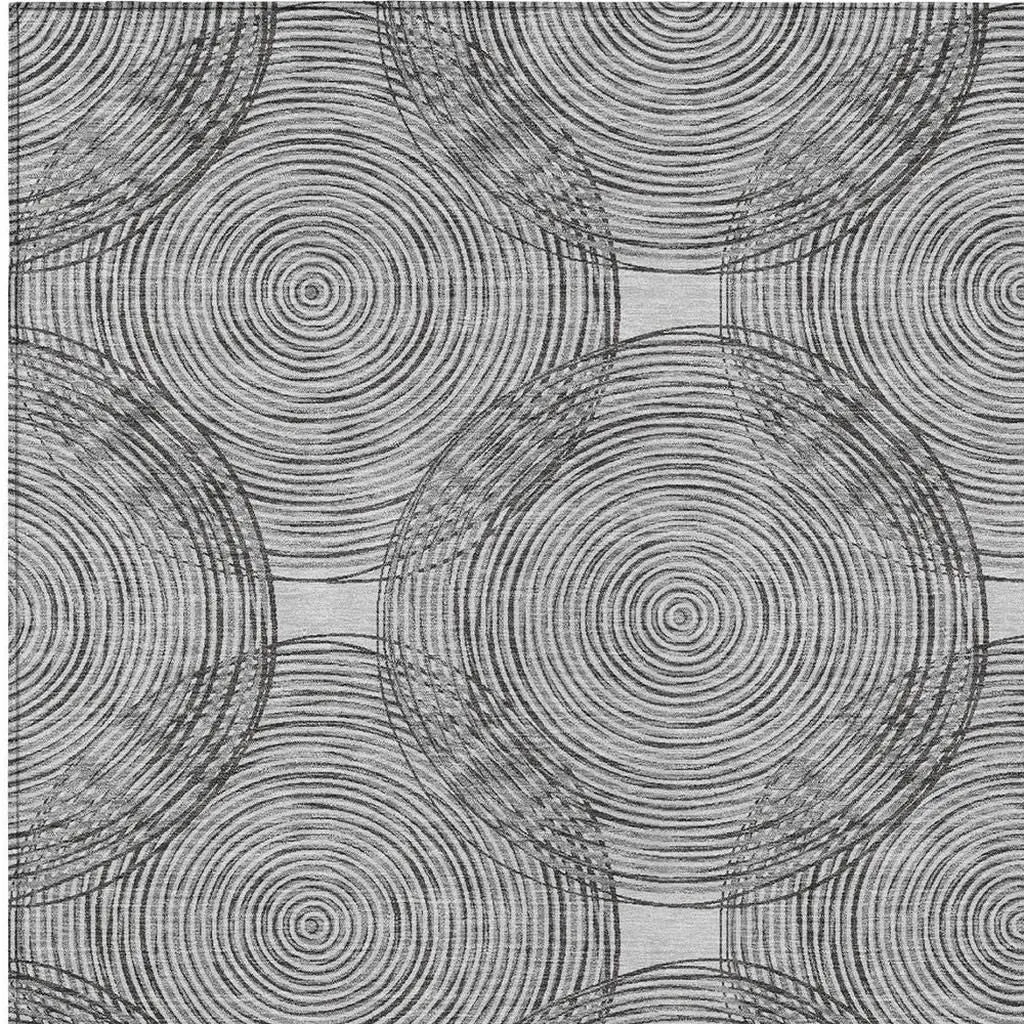10' X 14' Silver And Ivory Geometric Washable Indoor Outdoor Area Rug Homeroots Outdoor