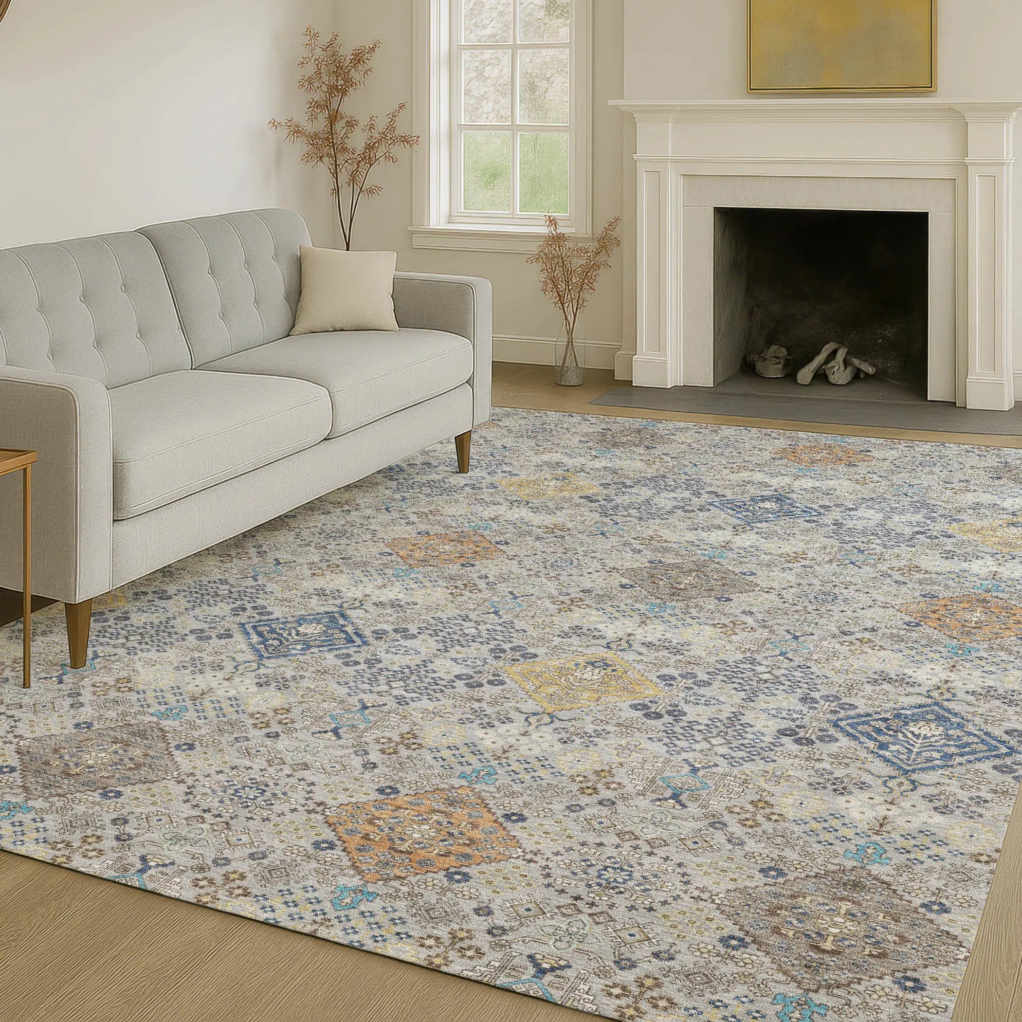 10' X 14' Silver And Navy Blue Oriental Washable Indoor Outdoor Area Rug Homeroots Outdoor