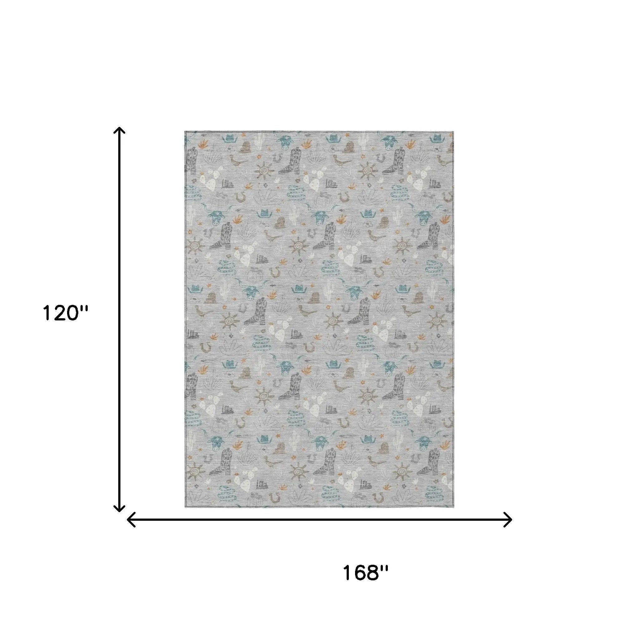 10' X 14' Silver And Teal Blue Cactus Washable Indoor Outdoor Area Rug Homeroots Outdoor