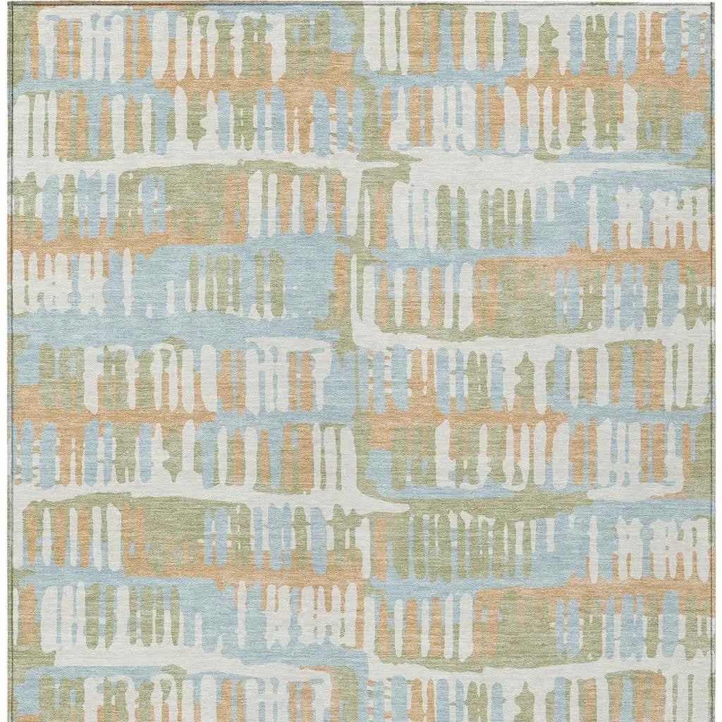 10' X 14' Sky Blue And Beige Abstract Washable Indoor Outdoor Area Rug Homeroots Outdoor